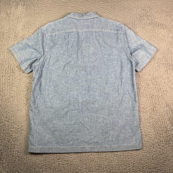 Wallace & Barnes Chambray 4-Pocket Camp Shirt Mens M Loop Collar Guayabera - Picture 7 of 10